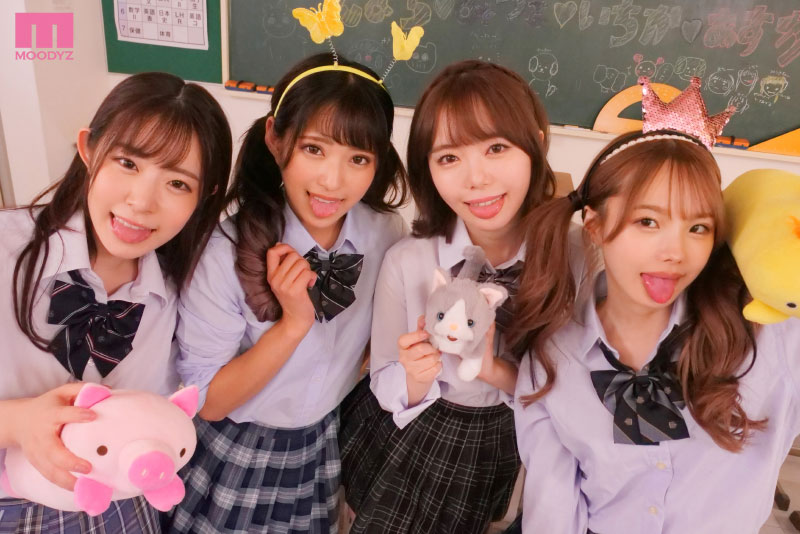 涎たっぷりベロキスハーレム学園 美少女生徒4人に挟まれて唾液ぐっちょり舐め犯されて何度も射精くッ！ - Image 11