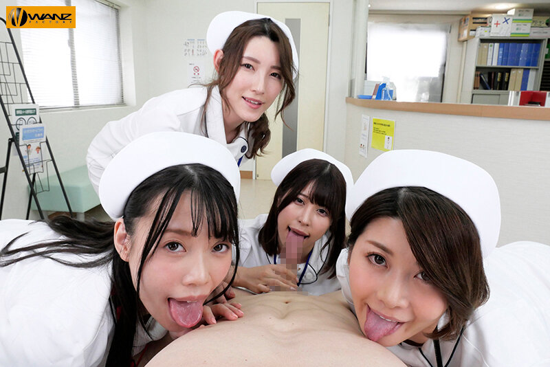 4人のおしゃぶり痴女ナース吸精フェラチオ 妊婦妻の付き添い中にしこたま精子吸い尽くされる逆NTRハーレムVR - Image 3